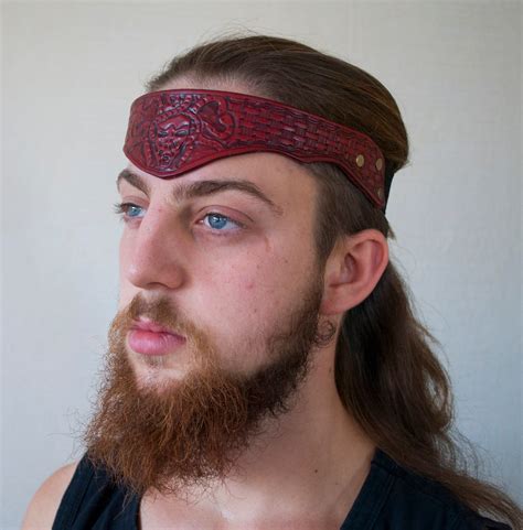 mens leather headband